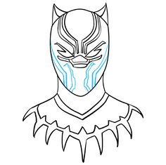 an image of a batman mask drawn in blue and black ink on a white background