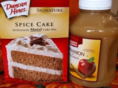 there are two packages of cinnamon apple spice cake next to each other on the table