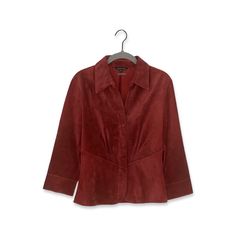 Nwot Saguaro Red 100% Leather Suede Jacket Blazer Coat Size M. New Without Tags! In Great Condition! No Rips, Holes, Stains, Or Tears!!! From A Smoke-Free And Pet-Free Home. Measurements: (All Taken Lying Flat; Use As General Idea, Not Guaranteed To Be Exact) Length--24" Pit To Pit--18" Shoulder--15.5" Waist--16" Hip--19" Sleeve--18.5" Classic Burgundy Leather Jacket With Long Sleeves, Fall Red Leather Blazer, Red Leather Long Sleeve Blazer, Red Leather Blazer With Long Sleeves, Burgundy Leather Jacket For Work, Red Leather Blazer For Fall, Red Leather Jacket With Button Closure For Work, Red Leather Jacket With Button Closure For Fall, Burgundy Leather Jacket For Spring Workwear