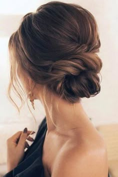 + Charming And Sexy Hair Updos For Every Woman ★ #Eyebrows Wedding Updos For Medium Hair High Bun, Low Bun Wedding Hair For Long Hair, Wedding Hairstyles With Glasses, Modern Updo Hairstyles, Bangs Updo, Sanggul Modern, Updo Ideas, Wedding Hairstyles Medium Length, Wedding Hair Inspiration