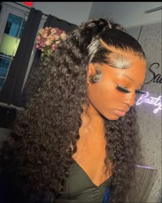 Up Down Deep Wave Wig, Half Up Half Down Hair Wet And Wavy, Short Deep Wave Frontal Wig Hairstyles, Water Wave Half Up Half Down, Wet And Wavy Wig Hairstyles, Deep Wave Wig Hairstyles, Deep Wave Frontal Wig Hairstyles, Deep Wave Wig Styles, Deep Wave Ponytail