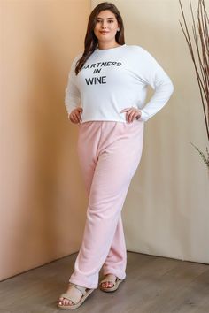 Junior Plus Pink Bow Detail Wide Leg Pants /1-1-1 Pajama Style, Wide Leg Lounge Pants, Baywatch, Pantalon Large, Basic Style, Lounge Pants, Look Chic, Bow Detail, Bottoms Pants