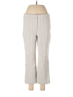 Chico's Casual Pants Size: Medium Ivory Bottoms - used. 75% RAYON, 22% NYLON, 3% SPANDEX, Capri, Stripes, High Rise | Chico's Casual Pants - High Rise: Ivory Bottoms - Size Medium Cream Cropped Leg Workwear Bottoms, Cream Cropped Leg Bottoms For Work, Cream Cropped Leg Pants For Spring, Straight Leg Cream Dress Pants For Spring, Cream Straight Leg Dress Pants For Spring, Casual Pants, Womens Bottoms, Capri, Women Handbags