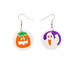 PRICES MAY VARY. Reliable materials: made of high-quality acrylic and alloy, lead-free, lightweight, sturdy and durable Size: 1.96 inches * 1.18 inches Halloween Earrings: Are you looking for some weird and fun earrings for Halloween season? You will definitely love our ghost pumpkin earrings! Add extra horror and terror to your Halloween makeup with cool and cute styles, pair with most Halloween costumes, help you create a special Halloween look, and add festive atmosphere. Applicable occasions Halloween Costumes Ghost, Halloween Polymer Clay Earrings, Halloween Earrings Polymer Clay, Cute Halloween Gifts, Perfect Halloween Party, Halloween Party Gifts, Novelty Earrings, Pumpkin Cat, Jewelry Halloween