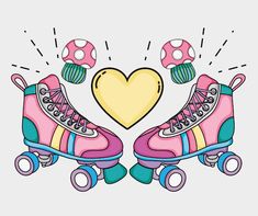 I Love 90s, Boxing Gloves Art, Skating Pictures, Girls Roller Skates, Girls Bedroom Art, Retro Roller Skates, Heart Vector, 90s Cartoons, Skate Style