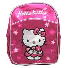 She loves flowers! ; Hello Kitty backpack; Great for toddlers as a play backpack; Single zippered compartment; Not recommended for school use; Measures 8in (20cm) wide and 10in (25cm) tall Size: Mini.  Color: Multicolor.  Gender: unisex.  Age Group: toddler. Flowers Hello Kitty, Jansport Backpacks Big Student, 35l Backpack, Kitty Room, Hello Kitty Room Decor, Hello Kitty Backpack, Kitty Backpack, Hello Kitty Rooms, Cartoon Backpack