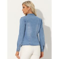 Looking for a stylish and versatile jacket to add to your wardrobe? Look no further than this textured denim jean jacket, featuring glistening metallic buttons for an extra touch of gorgeous. Perfect for meeting up with friends or running errands, this classic and cool piece is sure to become a staple in your daily routine. And with its wide range of styling options, it's suitable for all sorts of occasions - from work and school to weekend gatherings and even nights out. So why wait? Upgrade yo Trendy Long Sleeve Denim Jacket With Double Button, Trendy Denim Jacket With Double Button Closure, Casual Denim Jacket With Double Button Closure, Spring Denim Jacket With Double Button Closure, Long Sleeve Denim Jacket With Double Button For Fall, Trendy Long Sleeve Denim Top With Snap Buttons, Trendy Denim Jacket With Button Closure, Denim Button-up Top For Winter, Trendy Long Sleeve Denim Jacket With Button Closure