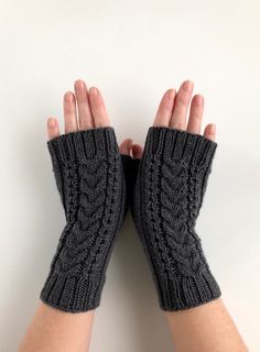 Knit grey merino wool fingerless gloves, knitted cable handwarmers, handknit armwarmers, women's mittens, winter gloves, softknitshome Fingerless Gloves Knitted Pattern Free Simple, Knitting Patterns Free Fingerless Gloves Simple, Yarn People, Spring Gloves, Fingerless Gloves Knitted Pattern, Wool Fingerless Gloves, Gloves Knitted, Knit Fingerless Gloves, Duck Pattern