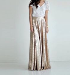 ♥♥♥ Material: Sequins,PolyesterAlso available in black,red,white,pink, beige,silver and grey. Just message us if you want the skirt in other color.♥♥ Please pay attention to the item sizes and measurements before buying. All our products are made with high quality carefully chosen materials. Each Gold Maxi Skirt For Summer Party, Sequin Maxi Skirt, Maxi Sequin Skirt, Prom Skirt, Golden Champagne, Full Maxi Skirt, Gold Skirt, Fashion Bottoms, Mode Boho