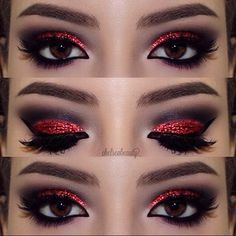 Make Up Yeux, Trucco Smokey Eye, Carnaval Make-up, Cheer Makeup, Devil Makeup, Halloweenský Makeup, Halloween Make-up Looks, Red Halloween, Christmas Eye Makeup