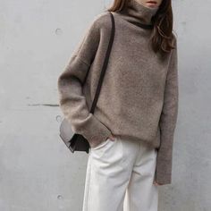 Brand Name:NonePattern Type:SolidClothing Length:RegularMaterial:WoolCollar:TurtleneckOrigin:CN(Origin)Season:WinterDecoration:NONESleeve Length(cm):FullSleeve Style:RegularThickness:Thick （Winter)Closure Type:NoneStyle:England StyleAge:Ages 18-35 Years OldMaterial Composition:60 Fall Turtleneck, Autumn Outwear, Winter Turtleneck, Outwear Fashion, Winter Outwear, Oversize Casual, Winter Chic, Cashmere Sweater Women, Ladies Turtleneck Sweaters