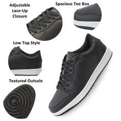 Nate Mens Low Top Sneakers By Alpine Swiss Product Features: Faux Leather Upper, Mesh Lining, EVA Insoles, Rubber Outsole STYLISH – The Alpine Swiss Nate mens fashion sneakers are a stylish addition to your shoe rotation. Perfect for a casual look or elevate them with a dressy outfit! DESIGN – The Nate Sneakers are designed with an athletic look that is classic and fashionable. The shoe tongue features our signature Alpine Swiss mountain logo. The lace up closure allows a personalized and secure Slip-resistant Synthetic Skate Shoes With Round Toe, Leather Non-slip Sneakers For Streetwear, Leather Low-top Slip-resistant Skate Shoes, Slip-resistant Lace-up Shoes For Streetwear, Fade-resistant Lace-up Synthetic Skate Shoes, Black Non-slip Lace-up Skate Shoes, Slip-resistant Lace-up Synthetic Skate Shoes, Black Fade-resistant Synthetic Skate Shoes, Black Fade-resistant Lace-up Skate Shoes