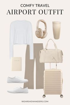 Comfy Travel Outfits to Wear to the Airport and Beyond — Wear She Wanders Airport Outfit Winter, Stylish Travel Outfit, Chic Airport Outfit, Comfy Airport Outfit, Comfortable Travel Outfit, Cute Travel Outfits, Travel Fashion Winter, Comfy Travel Outfit, Cute Sweatpants Outfit