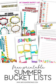 free summer bucket list printables for kids and adults with the text overlay