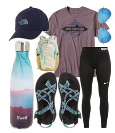 "I want to go hiking!" by jadenriley21 on Polyvore featuring Patagonia, NIKE, The North Face, Chaco, Ray-Ban and S'well Chacos Outfit, Summer Camp Outfits, Camp Outfits, Summer Camping Outfits, Things To Wear, Summer Camping, Camping Outfits, Hiking Outfit, Athletic Outfits