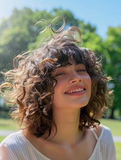 47 Curly Hair Bangs: Trendy Styles for Every Face Shape and Hair Type | Curly Hairstyles Guide Types Of Bangs For Curly Hair, Piecy Bangs Curly Hair, 3b Curly Hair Bangs Hairstyles, Short 2c Curly Hair With Bangs, Type 3 Curly Hair Bangs, Kim Hair, Long Face Shapes, Long Face Hairstyles