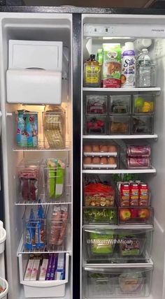 an open refrigerator filled with lots of food