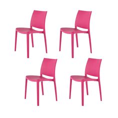 four pink chairs sitting next to each other