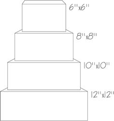 three tiered cake is shown with measurements