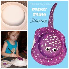 a collage of paper plates with an octopus on them and a girl cutting out hearts