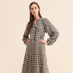 Chic Gingham Plaid Dress For Fall, Spring Midi Dress With Houndstooth Pattern, Elegant Gingham Plaid Midi Dress, Chic Gingham Dresses For Fall, Elegant Gingham Midi Dress For Spring, Chic Plaid Midi Dress For Daywear, Spring Houndstooth Midi Dress, Chic Gingham Plaid Midi Dress, Fall Gingham Plaid Midi Dress