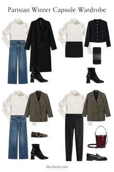 French Autumn Style, French Winter Outfits, Winter Capsule Wardrobe 2022, Parisian Chic Style Winter, Parisian Capsule Wardrobe, Parisian Style Winter, Parisian Winter, French Style Clothing, Capsule Wardrobe 2022