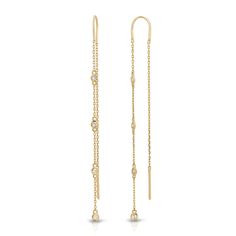 "Diamond By The Yard Earrings, 14k Gold Diamond Threader Earrings, Drop Chain Earrings, Gold Diamond Station Earrings Material; SOLD AS PAIR 14k solid gold diamond station earrings Round Diamond: 8 pcs (for the pair) Total carat weight 0.24 ctw Diamonds are HG color , SI1 clarity scale. Diamond is a stone that truly states, \"I love you\" in a deep way, it is symbol of deep, everlasting love. A diamond is forever. Diamond is birthstone for April. ----------------------------------- GIFT WRAPPING Fine Jewelry Yellow Gold Diamond Earrings With Ear Wire, 14k White Gold Linear Earrings Fine Jewelry, Anniversary Yellow Gold Linear Earrings With Ear Wire, Yellow Gold Dangle Earrings For Everyday, 14k Gold Fine Jewelry Linear Drop Earrings, 14k Gold Drop Linear Earrings Fine Jewelry, Fine Jewelry Linear Dangle Earrings, 14k Yellow Gold Diamond Earrings With Ear Wire, Fine Jewelry 14k Yellow Gold Linear Earrings