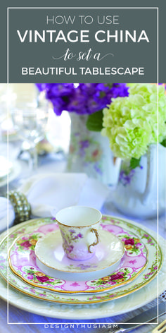 an elegant table setting with china on it