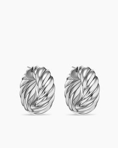 David Yurman | Sculpted Cable Hoop Earrings in Sterling Silver, 25mm David Yurman Earrings, Fringed Belt, Floral Shoes, Earring Patterns, Huggie Hoop Earrings, High Jewelry, David Yurman, Signature Design, Unique Engagement Rings