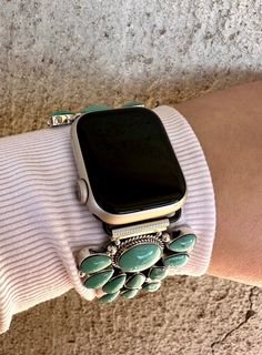 This is so beautifully made. Dress up that smart watch! Created by Navajo Artist Gregg Yazzie ⚡️ Leave in the notes color of apple watch and mm size. These are inlaid to order so give us about 2 weeks ✨ Bohemian Silver Watch Bands With Bracelet Strap, Bohemian Silver Bracelet Strap Watch Bands, Bohemian Blue Apple Watch Band With Bracelet Strap, Apple Watch Tips, Sterling Silver Turquoise Apple Watch Band, Navajo Pearls And Turquoise Necklace, Turquoise Apple Watch Band, Southwestern Style Blue Turquoise Nickel-free Necklace, Made Dress