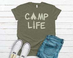 Camp Life Shirt, Camping Shirt Designs, Camping T-shirts, Camping T Shirt, Camping T Shirts Ideas, Camping Tshirt Ideas, Campout Party, Camping Tee Shirts, Camp Store