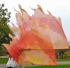 a group of people standing in front of a large kite