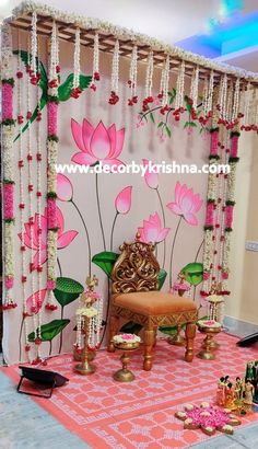 Decoration For Function At Home, Diy Seemantham Decor, Srimantam Backdrop, Vonilu Function, Flower Panel Backdrop, Half Saree Decoration Ideas At Home, Pellikoduku Decorations At Home Latest, Half Saree Function Backdrop, Simple Seemantham Decoration