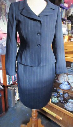 90's designer women's power suit professional look | Etsy Fitted Professional Skirt Suit For Formal Occasions, Fitted Professional Career Suits, Professional Fitted Suit For Career, Professional Notch Lapel Fitted Skirt Suit, Professional Fitted Notch Lapel Skirt Suit, Professional Fitted Skirt Suit With Notch Lapel, Fitted Notch Lapel Professional Skirt Suit, Black Fitted Skirt Suit For Office, Fitted Black Skirt Suit For Business