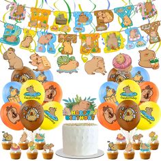 a birthday party with teddy bears and cupcakes