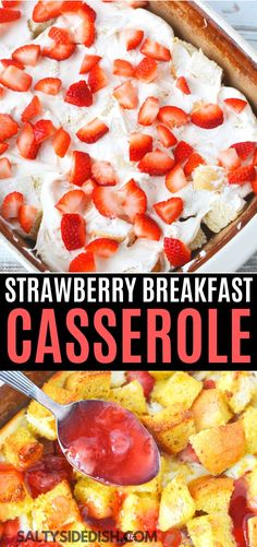 strawberry breakfast casserole with cream cheese and strawberries