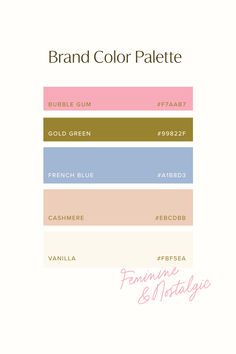 the brand color palette is shown in different colors