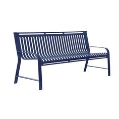 a blue bench sitting on top of a white background