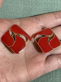 VTG FANTASTIC 1940s Lipstick Red Gold Tone Cut Out RETRO Clip On Earrings | eBay Red Clip-on Earrings For Formal Occasions, Vintage Red Clip-on Earrings For Evening, Vintage Red Clip-on Earrings, Vintage Red Earrings For Party, Retro Red Earrings For Formal Occasion, Red Vintage Clip-on Earrings, Retro Red Formal Earrings, Vintage Red Clip-on Earrings As Gift, Red Retro Earrings For Formal Occasions