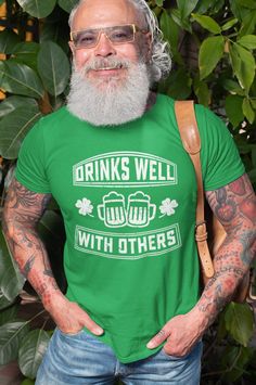 St Patrick's Day T-Shirt Funny Drinks Irish Party Tee Shirt * * * * * * * * * * * * * * * * * * * * * * * * * * * * * * * * * * * * * * * * * * * * * * * * * * * * * * * * * * * *  Next Level Men's Premium Fitted High Quality Short-Sleeve.  This super-soft crew neck t-shirt is instantly loved by all who wear it. * 100% combed ring-spun cotton high-end jersey * 4.3 oz. * fabric laundered for reduced shrinkage * 32 singles for extreme softness * 1x1 baby rib-knit set-in collar #### UNISEX ADULT SIZING CHART #### For the size chart please check second image SHIPPING: This item will be shipped within 1-3 days after the payment is received.  Delivery time for International orders is 2-3 weeks plus our processing time. Delivery to Canada takes 1-2 weeks. Green Novelty Crew Neck T-shirt, Green Crew Neck Novelty T-shirt, Green Crew Neck Novelty Top, St. Patrick's Day Graphic Print Crew Neck Top, Funny Green Crew Neck Shirt, St. Patrick's Day Crew Neck T-shirt, Green Crew Neck Shirt With Funny Text, Father's Day Green Graphic Print Shirt, Party Shirts Men