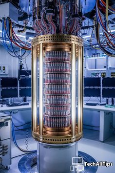 the inside of a large machine with lots of wires hanging from it's sides