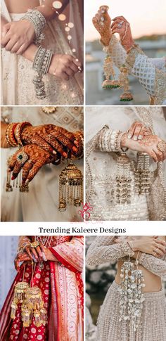 different types of bridal jewelry are shown in this collage