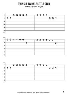 the printable worksheet for twinkle little star in the key of c major