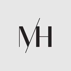 the letter mh is made up of black and white letters on a gray background