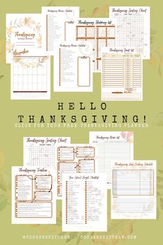 the printable thanksgiving planner is shown here