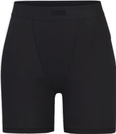 Black Elastane Athletic Shorts, Trendy Black Sports Shorts, Black Elastane Biker Shorts, Trendy Fitted Black Athletic Shorts, Black Elastane Biker Shorts For Summer, Black Mid-thigh Length Elastane Shorts, Trendy Compression Black Bottoms, Trendy Black Biker Shorts, Trendy Black Athletic Shorts For Workout