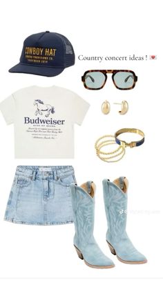 Trendy Nashville Outfits Summer, Zb Concert Outfits, Date Night Clothes For Women, Doobie Brothers Concert Outfit, Kenney Chesney Concert Outfit, Midland Concert Outfit, Blue Cowgirl Boots Outfit, Railbird Festival Outfit, Spring Nashville Outfits