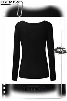 Plus Size Women Fashion Cotton Long Sleeve Casual T-shirt Tee V-neck Tops Black Scoop Neck T-shirt For Fall, Casual Solid V-neck Long Sleeve Top, Fall V-neck T-shirt, Cheap V-neck T-shirt For Winter, Stretch V-neck T-shirt For Fall, Casual Solid Color V-neck Long Sleeve Top, Cheap Women's Long Sleeve V-neck Top, Plus Size Women Fashion, Black Stretch V-neck Long Sleeve Top