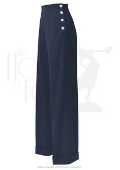 1940s High Waisted Swing Wide Leg Trousers in Navy 1940s Pants, Dark Blue Pants, Smart Casual Work Outfit, Lindy Hop, 30s Fashion, 40s Fashion, 1940s Fashion