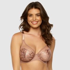 Paramour Women's Lotus Embroidered Unlined Bra - Rose Tan 32C Women Photography, Unlined Bra, Sheer Material, Bra Panty, Plunge Bra, Bras And Panties, Feeling Great, Same Day Delivery, Lotus